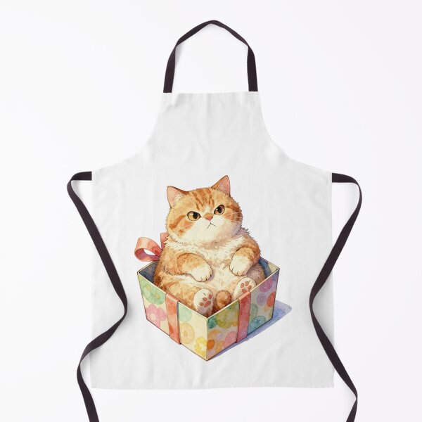 Item preview, cute fat orange cat in christmas gift box watercolor style designed and sold by WildArtIT.