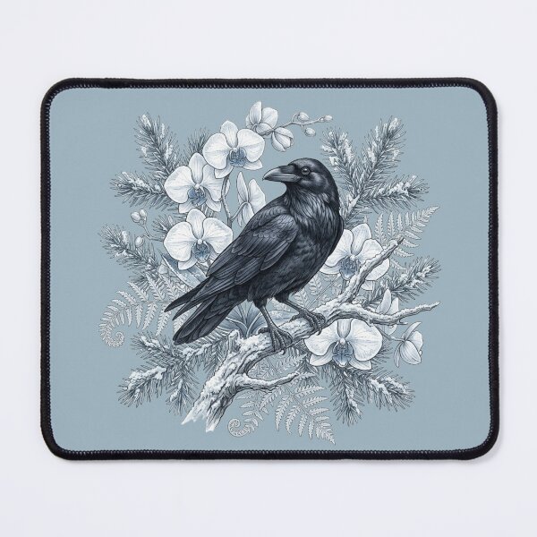 Item preview, Winter Raven Orchid & Pine Botanical Design designed and sold by BirdsnStuff.