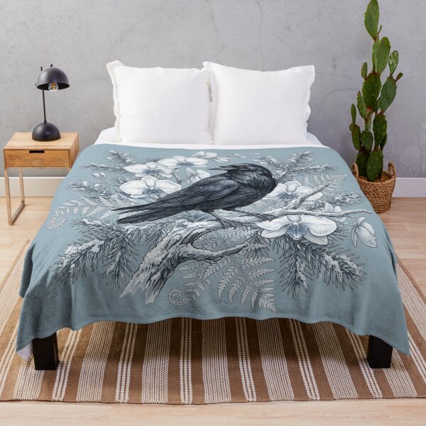 Item preview, Winter Raven Orchid & Pine Botanical Design designed and sold by BirdsnStuff.