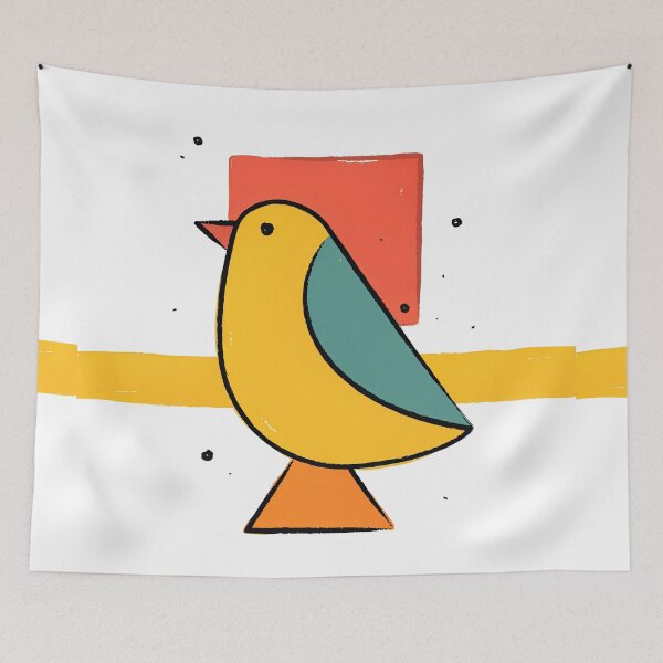 Item preview, Minimalist Bauhaus Yellow Bird Poster designed and sold by Filora Atelier | Bird Art.