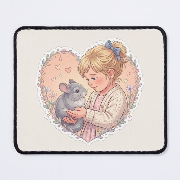 Item preview, Child Holding Chinchilla Cute Fluffy Pet Friendship Illustration designed and sold by Safe Haven Pets.