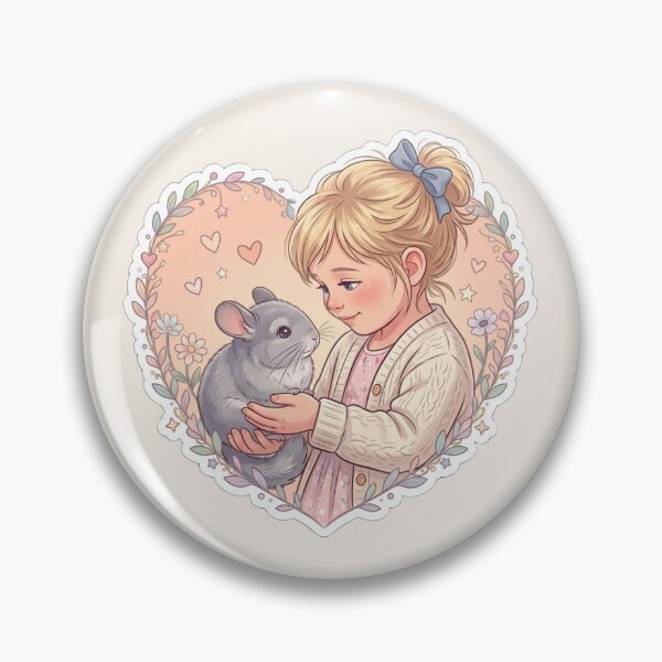 Item preview, Child Holding Chinchilla Cute Fluffy Pet Friendship Illustration designed and sold by Safe Haven Pets.