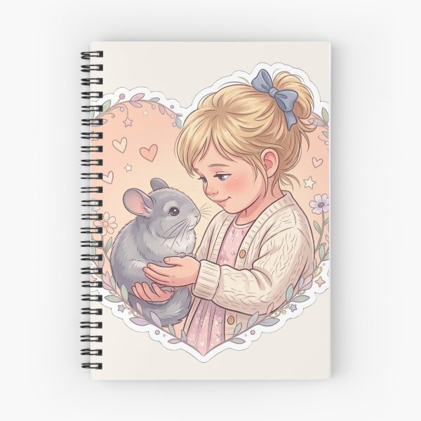 Item preview, Child Holding Chinchilla Cute Fluffy Pet Friendship Illustration designed and sold by Safe Haven Pets.