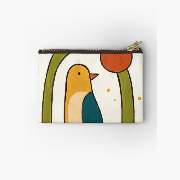 Item preview, Retro Mid Century Gold Sun Bird Poster designed and sold by Filora Atelier | Bird Art.