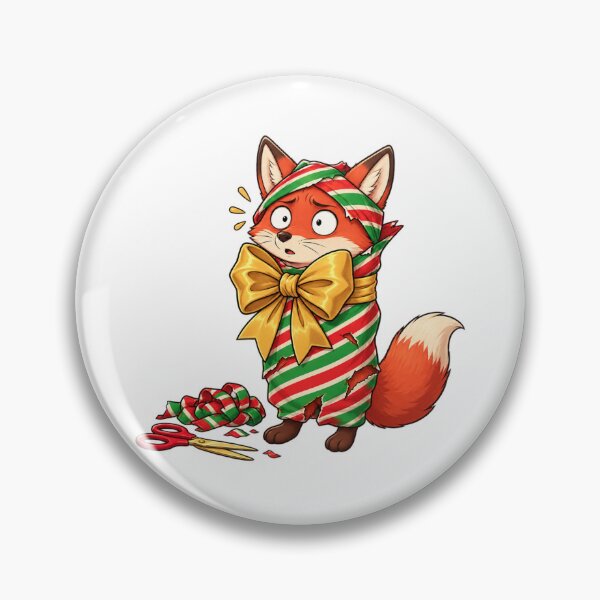 Item preview, Funny Christmas Fox Wrapped in Candy Cane Gift Wrap | Cute Holiday Fox designed and sold by MrDev.