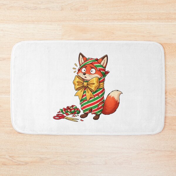 Item preview, Funny Christmas Fox Wrapped in Candy Cane Gift Wrap | Cute Holiday Fox designed and sold by MrDev.