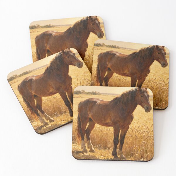 Item preview, Bay Horse Standing in Golden Wheat Field designed and sold by KAMOCHI Art.
