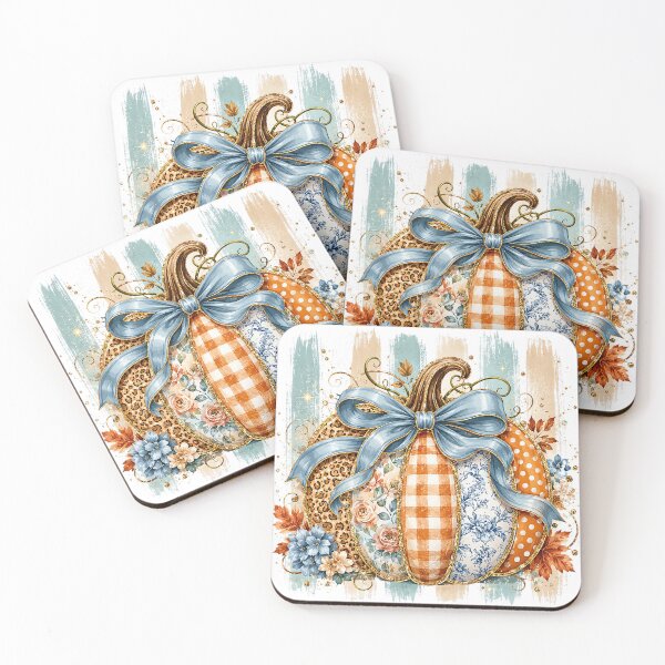 Item preview, Rustic Patchwork Pumpkin | Leopard Floral Blue Bow Fall Autumn Design designed and sold by Uniquememorable.