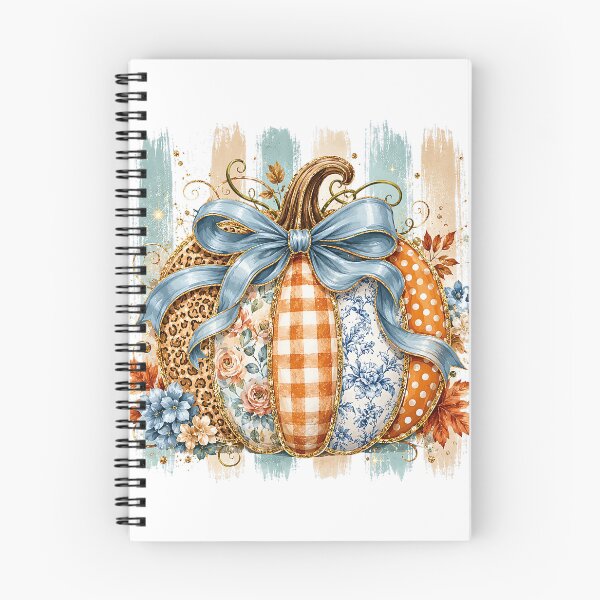 Item preview, Rustic Patchwork Pumpkin | Leopard Floral Blue Bow Fall Autumn Design designed and sold by Uniquememorable.