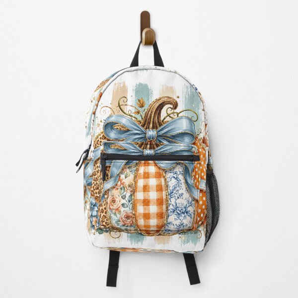 Item preview, Rustic Patchwork Pumpkin | Leopard Floral Blue Bow Fall Autumn Design designed and sold by Uniquememorable.