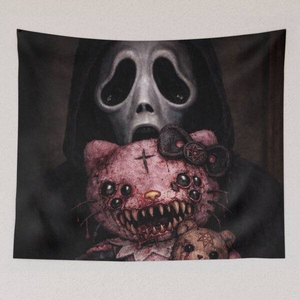 Item preview, Ghostface with Plush Toy Hello Demonic Kitten – Many Eyes and Snake Tongue designed and sold by art-emissa.