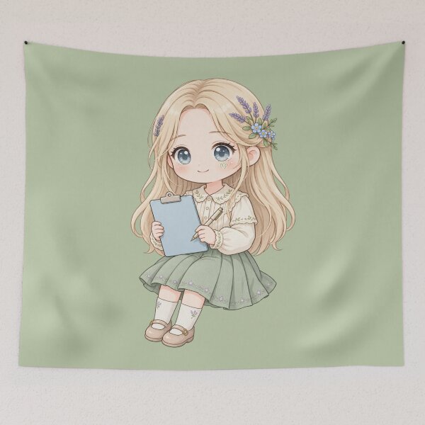 Item preview, Cute Virgo Zodiac Girl – Cottagecore Chibi Maiden designed and sold by Alcyone-Blue.