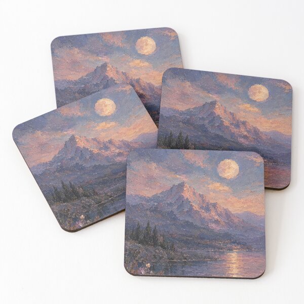 Item preview, Moonlit Mountain Lake Impasto Painting designed and sold by Rahma-yehia23.