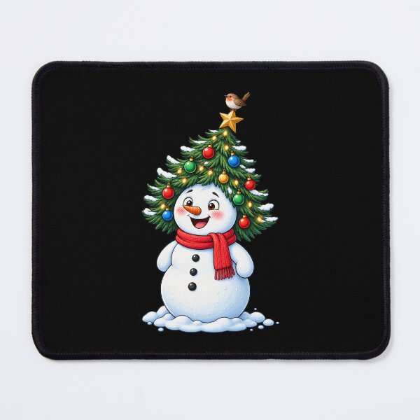 Item preview, Cute Christmas Snowman with Christmas Tree Hat and Robin | Kawaii Winter Holiday designed and sold by MrDev.