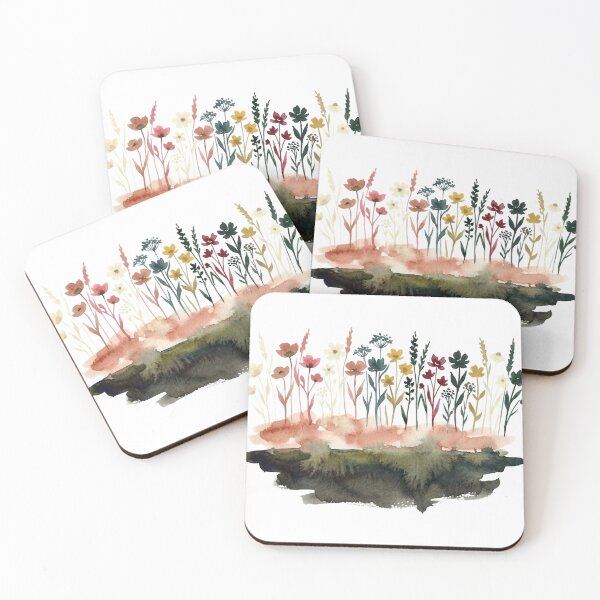 Aperçu de l'œuvre Watercolor Wildflower Meadow in Earthy Tones créée et vendue par teemsa.