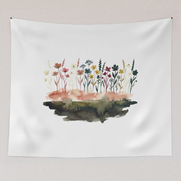 Item preview, Watercolor Wildflower Meadow in Earthy Tones designed and sold by teemsa.