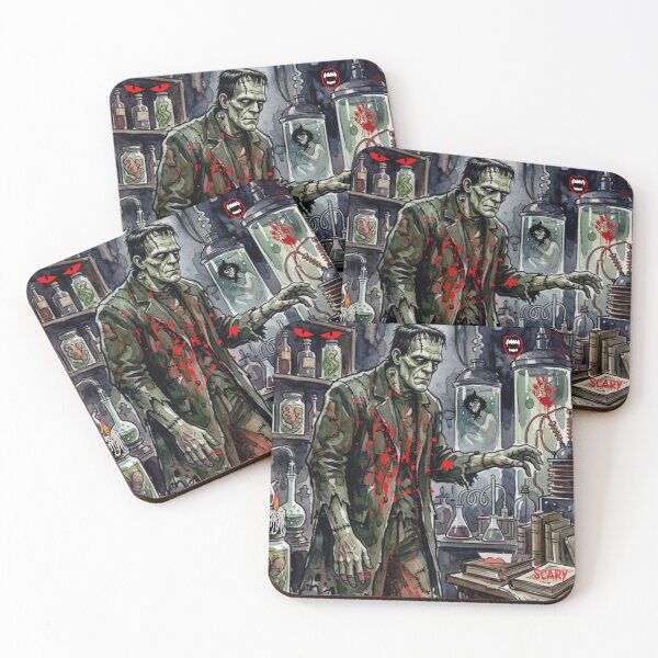 Item preview, Frankenstein's Laboratory Watercolor Spooky Halloween Horror Art designed and sold by VibranPalette.