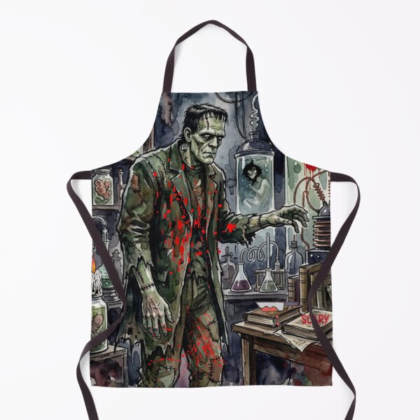 Item preview, Frankenstein's Laboratory Watercolor Spooky Halloween Horror Art designed and sold by VibranPalette.
