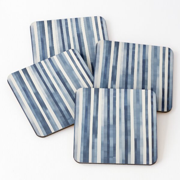 Item preview, Coastal Indigo Blue and White Stripes Pattern designed and sold by KsaveraArt.