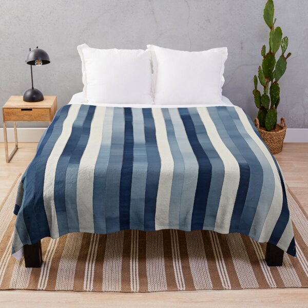 Item preview, Coastal Indigo Blue and White Stripes Pattern designed and sold by KsaveraArt.