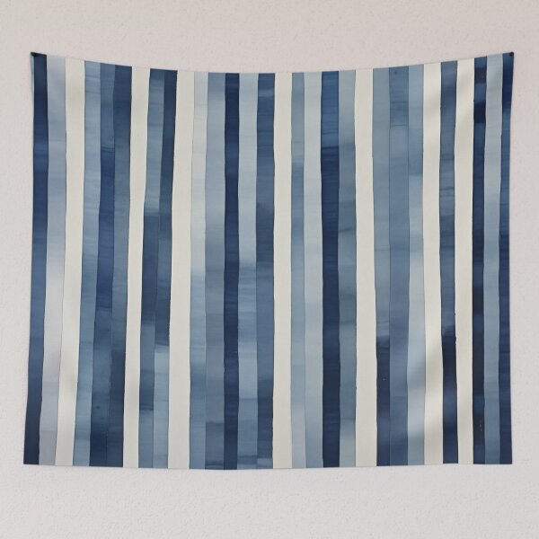 Item preview, Coastal Indigo Blue and White Stripes Pattern designed and sold by KsaveraArt.