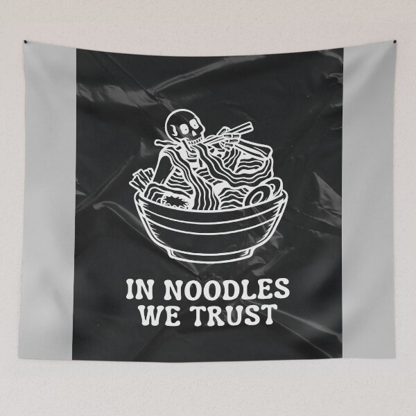 Item preview, In Noodles We Trust - Skeleton Ramen Bowl designed and sold by MiaBellaGirl.
