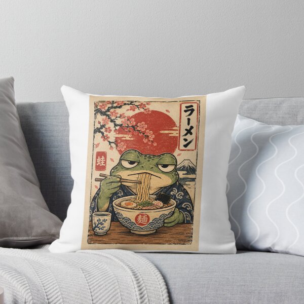 Item preview, Grumpy Frog Eating Ramen designed and sold by MotylekAnia.