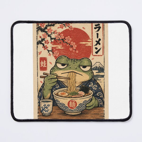 Item preview, Grumpy Frog Eating Ramen designed and sold by MotylekAnia.