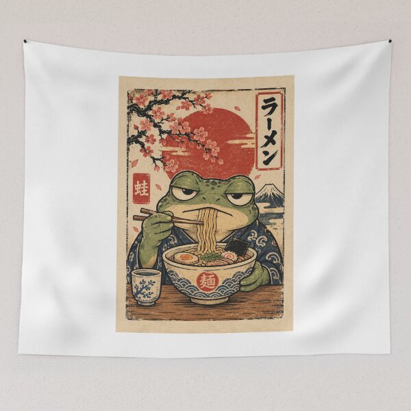 Item preview, Grumpy Frog Eating Ramen designed and sold by MotylekAnia.