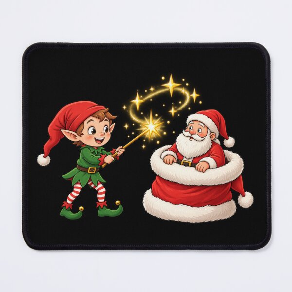 Item preview, Cute Christmas Elf Casting Magic with Santa | Kawaii Holiday Magic designed and sold by MrDev.