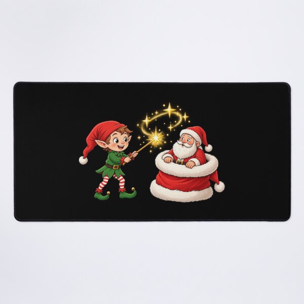 Item preview, Cute Christmas Elf Casting Magic with Santa | Kawaii Holiday Magic designed and sold by MrDev.