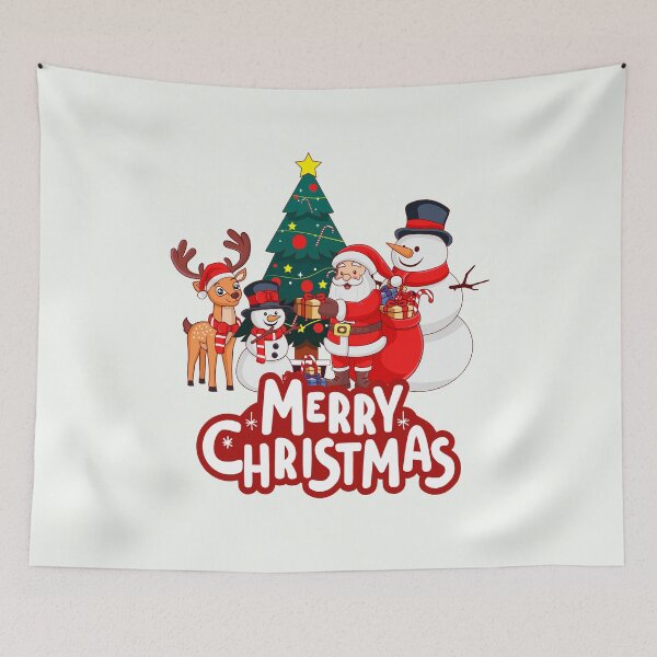 Item preview, Funny Christmas Scene – Santa, Deer & Snowmen with Presents | Festive winter design designed and sold by PureHopeStudio.