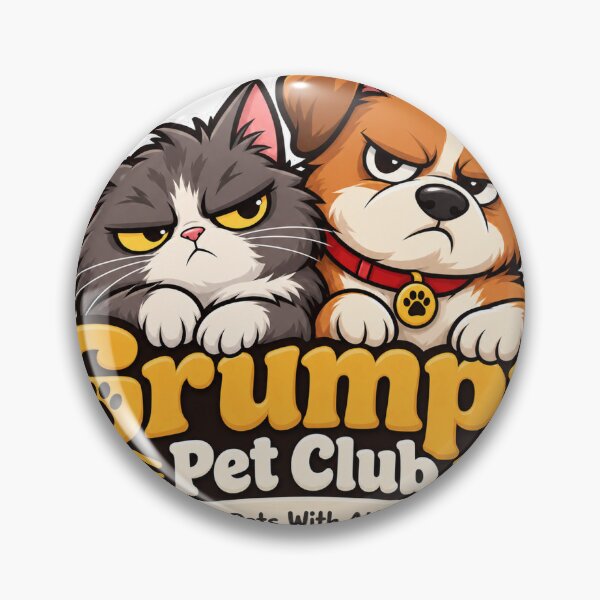 Item preview, Grumpy Pet Club Cartoon Cat and Dog Logo designed and sold by The Grumpy Pet Club.