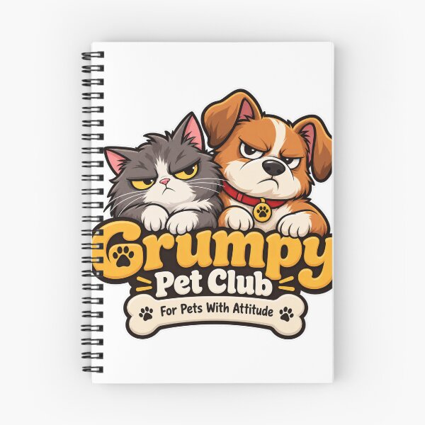 Item preview, Grumpy Pet Club Cartoon Cat and Dog Logo designed and sold by The Grumpy Pet Club.