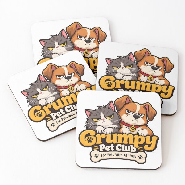 Item preview, Grumpy Pet Club Cartoon Cat and Dog Logo designed and sold by The Grumpy Pet Club.