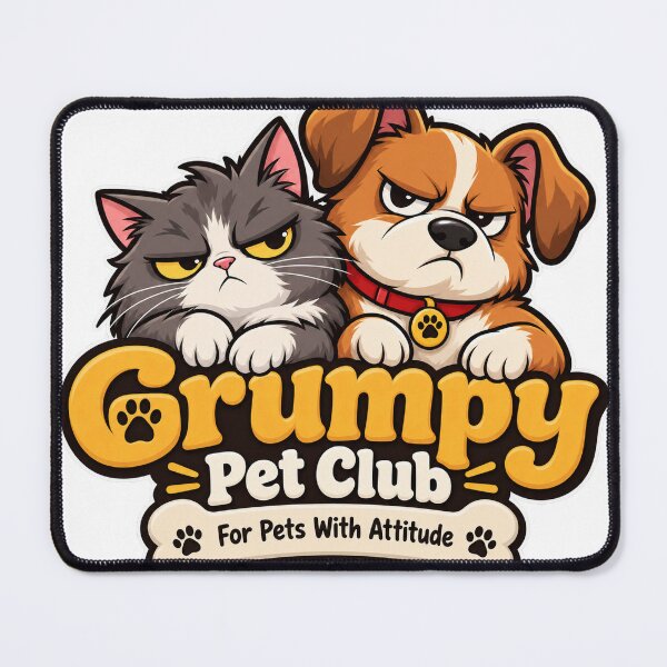 Item preview, Grumpy Pet Club Cartoon Cat and Dog Logo designed and sold by The Grumpy Pet Club.