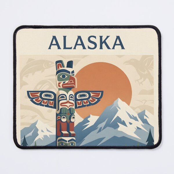 Item preview, Alaska Native Culture Vintage Travel Poster - Minimalist Totem Art Print designed and sold by DuckOddity.