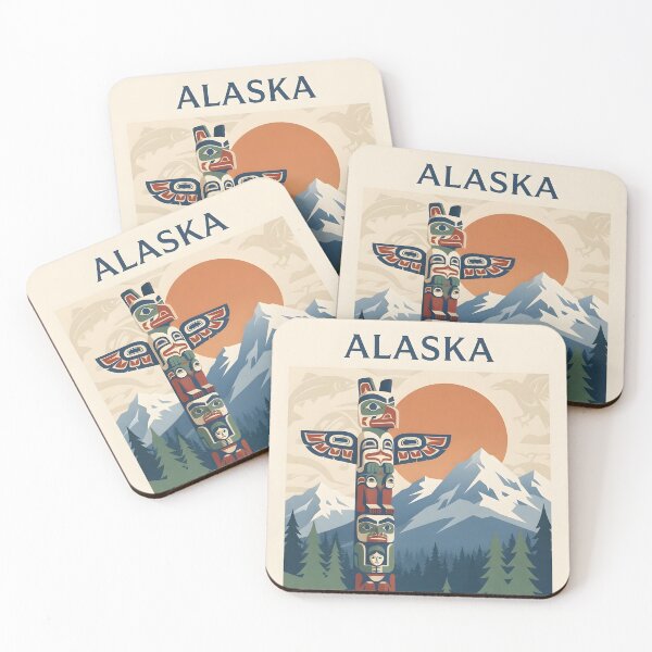 Item preview, Alaska Native Culture Vintage Travel Poster - Minimalist Totem Art Print designed and sold by DuckOddity.
