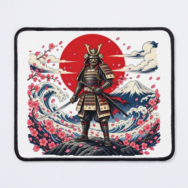 Item preview, Japanese Samurai Warrior with Cherry Blossoms and Mount Fuji | Japanese Warrior Art designed and sold by MrDev.