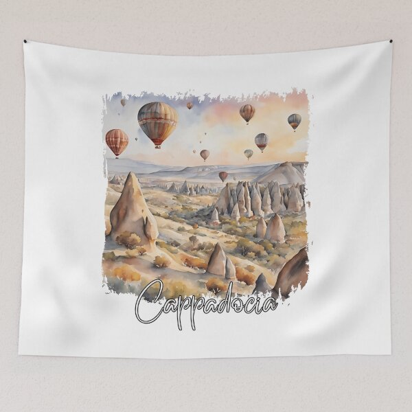 Item preview, Watercolor of Cappadocia, Cappadocia Turkey designed and sold by Dressyourflag.