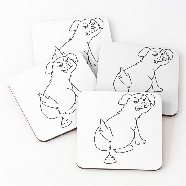 Item preview, Funny cartoon dog pooping line art. designed and sold by KotchySmile.