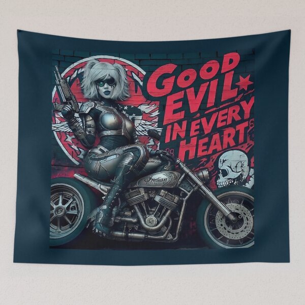 Item preview, Cyberpunk Chopper Biker Mercenary Girl designed and sold by Voodoo Store Paranormal Collections.