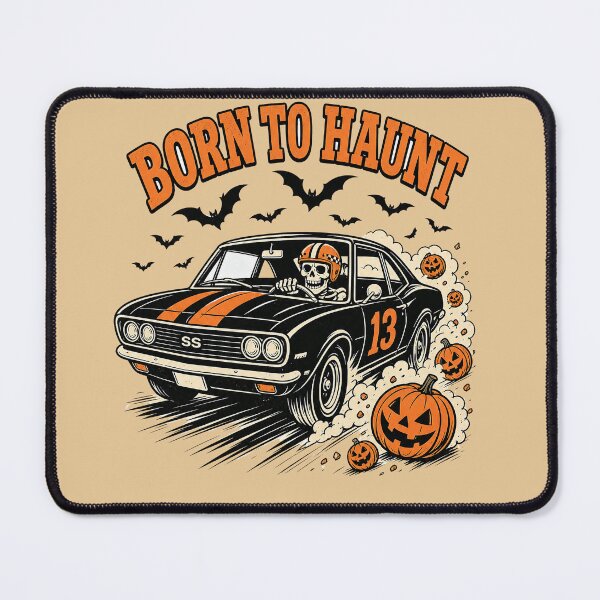 Item preview, "Born to Haunt Shirt, Skeleton Racing Muscle Car Halloween Design, Retro Halloween Racer designed and sold by VibeTherapyArt.