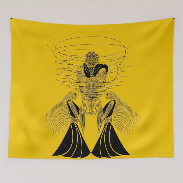 Item preview, Black Celestial Twin Maidens Zodiac Trinity Art designed and sold by JAMerArc.