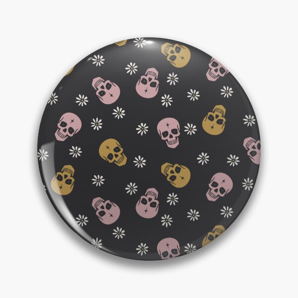 Item preview, Moody Gothic Cottage Halloween Skulls and Flowers in Black and Gold designed and sold by EliveraDesigns.