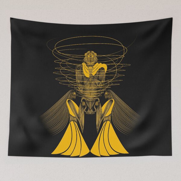 Item preview, Golden Celestial Twin Maidens Zodiac Trinity Art designed and sold by JAMerArc.