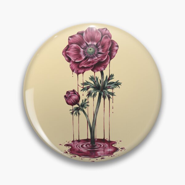 Item preview, dark magenta colored anemone flower with dripping paint effects designed and sold by 123ks.