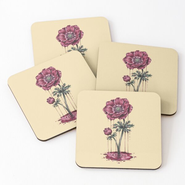 Item preview, dark magenta colored anemone flower with dripping paint effects designed and sold by 123ks.