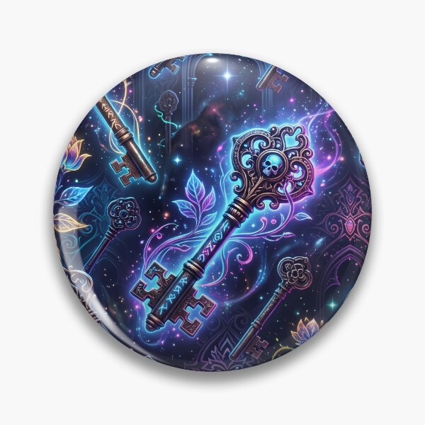 Item preview, Neon Gothic Fantasy Antique Keys and Glowing Floral Seamless Pattern designed and sold by Holub Art Studio & design.