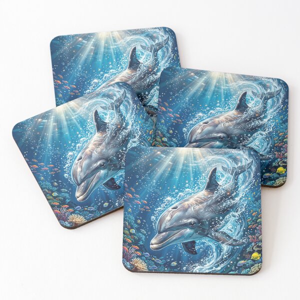 Item preview, Dolphin in Coral Reef - Crystal Blue Sea Art designed and sold by Lucid Dream Pixel.